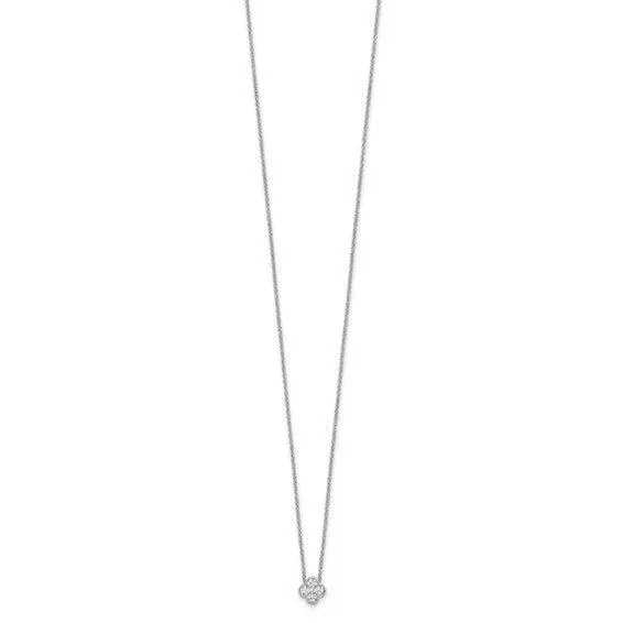 14K White Gold Four Leaf Clover Charm Pendant