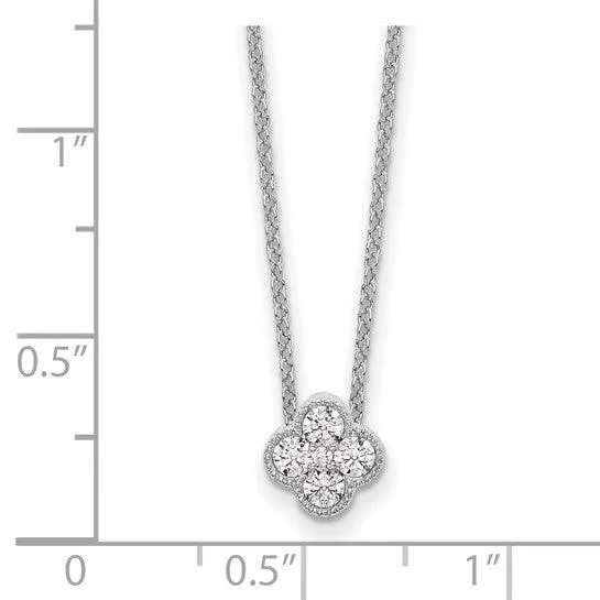14K White Gold Four Leaf Clover Charm Pendant