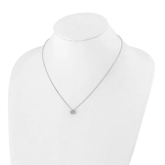 14K White Gold Four Leaf Clover Charm Pendant