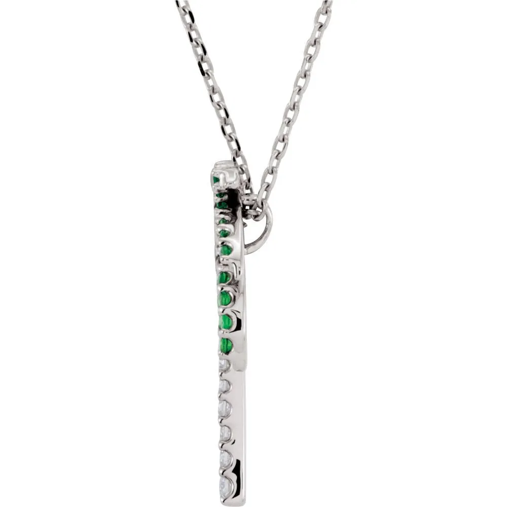 14k White Gold Genuine Tsavorite Garnet and Diamond Palm Tree Necklace