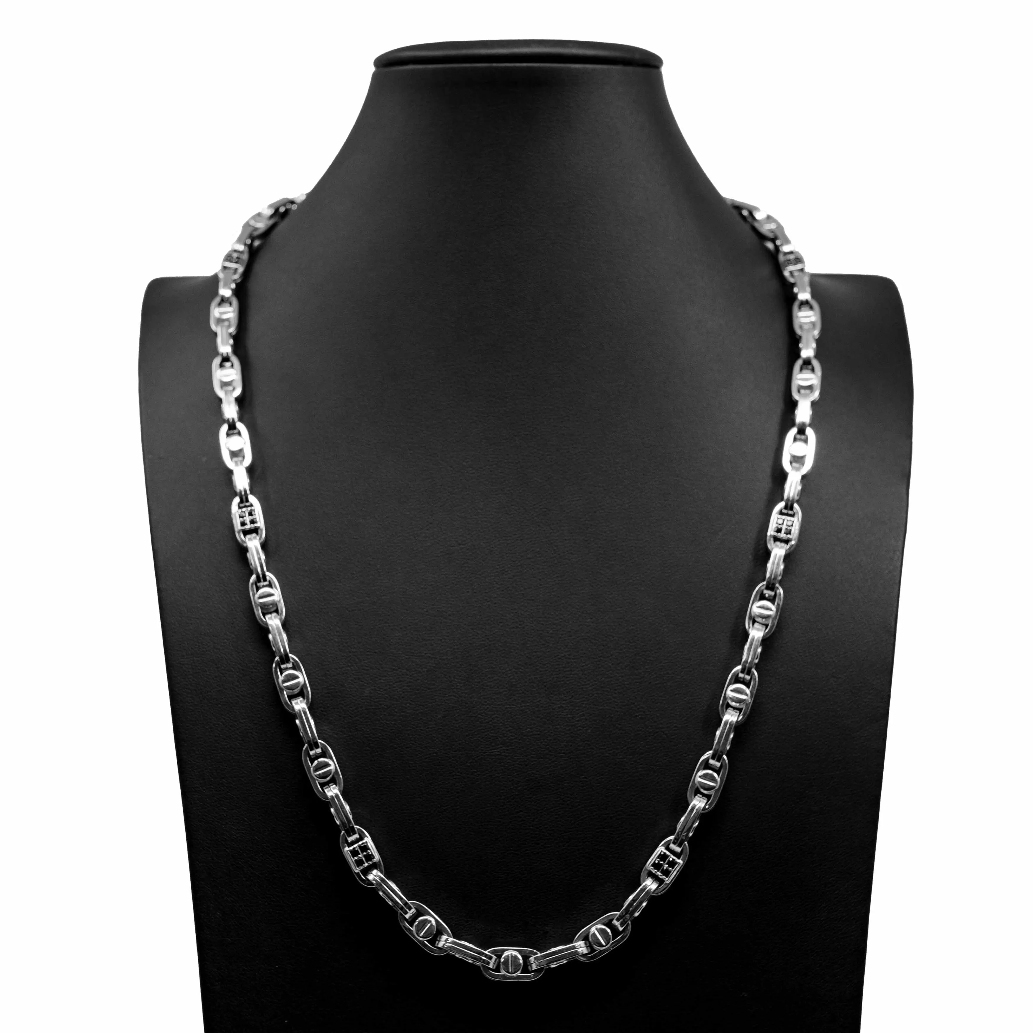 14K White Gold Mariner Link Necklace