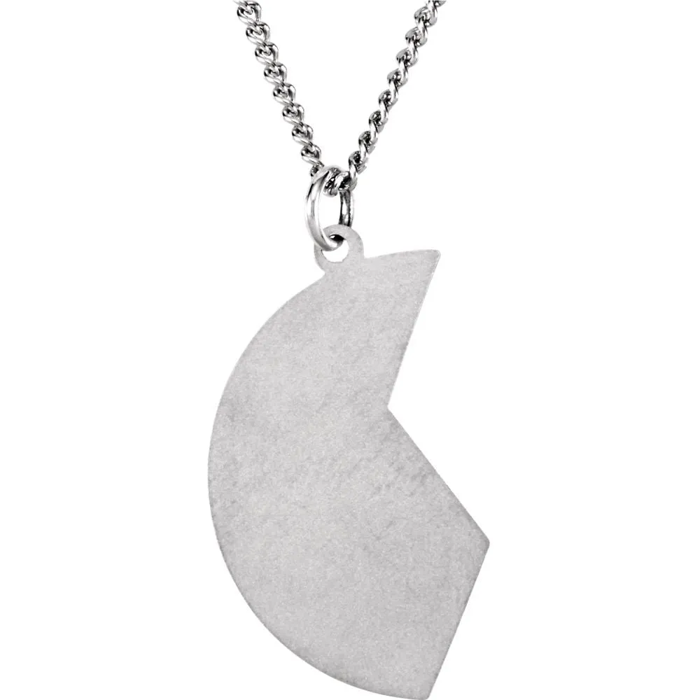 14k White Gold Miz Pah Coin Right Pendant