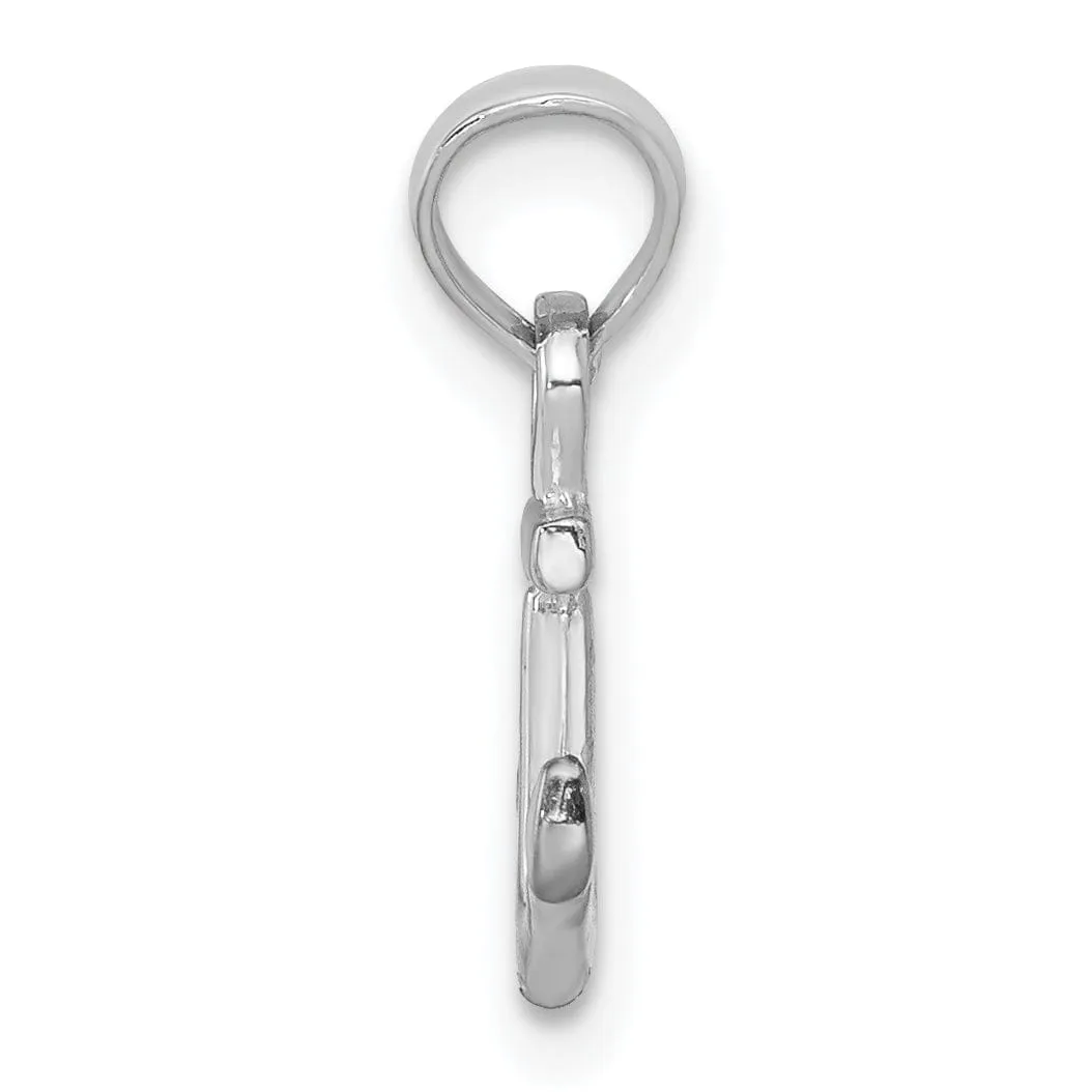 14k White Gold Polished Solid Small Anchor Pendant