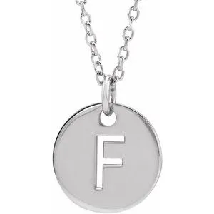 14K White Initial F 16-18" Necklace