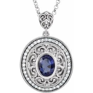 14K White Iolite & 1/8 CTW Diamond 18" Necklace