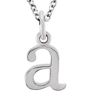 14K White Lowercase Initial a 16" Necklace