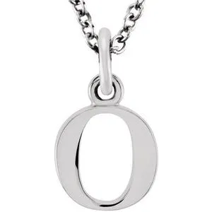 14K White Lowercase Initial o 16" Necklace