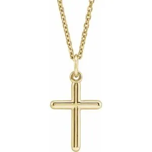 14K Yellow 20x10.4 mm Cross 18" Necklace
