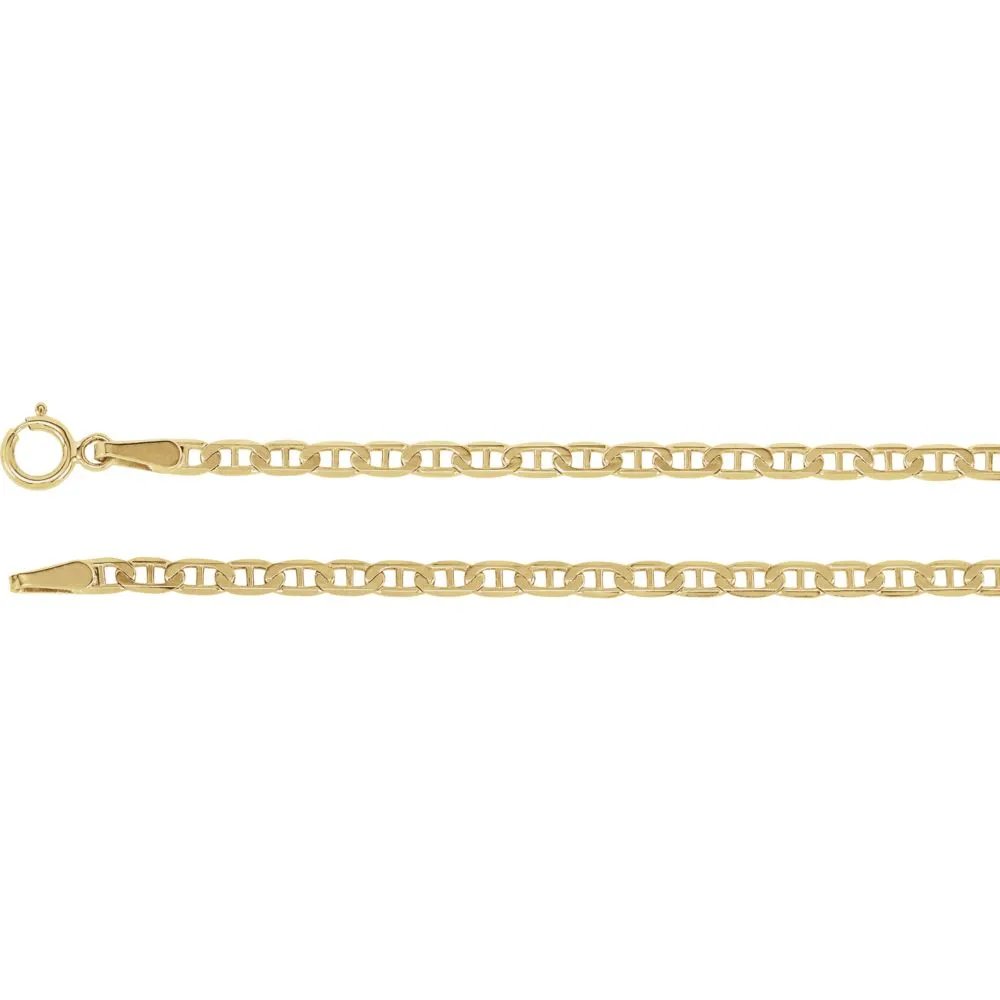14k Yellow Gold 2.25mm Anchor 24" Chain