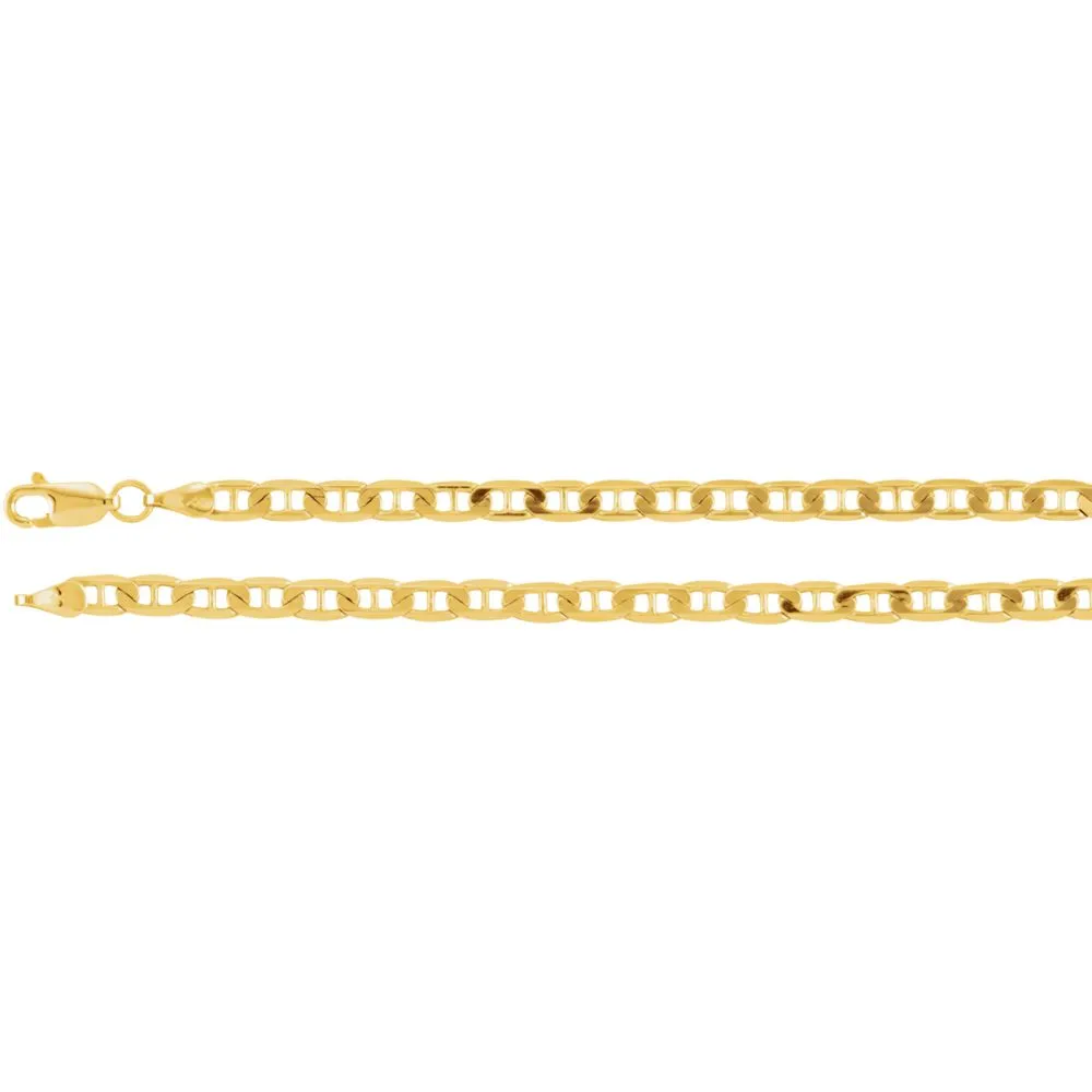 14k Yellow Gold 3.5mm Solid Anchor 20" Chain