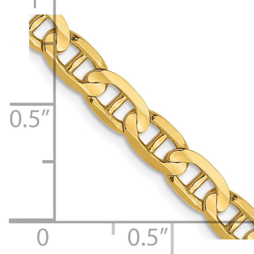14k Yellow Gold 4.5mm Concave Anchor Chain