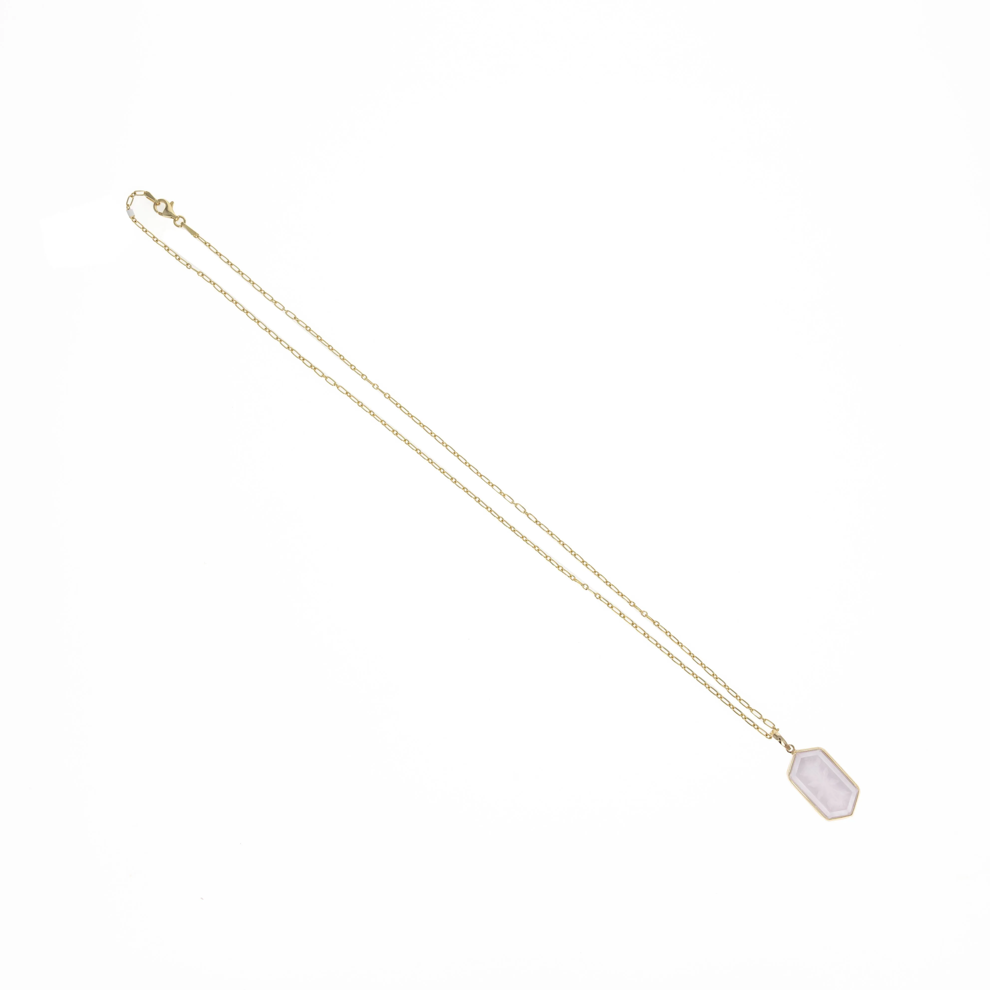 14K Yellow Gold 8.56 Carat Rose Quartz Engraved Pendant Necklace