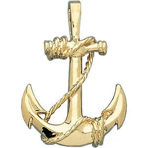 14k Yellow Gold Anchor Pendant