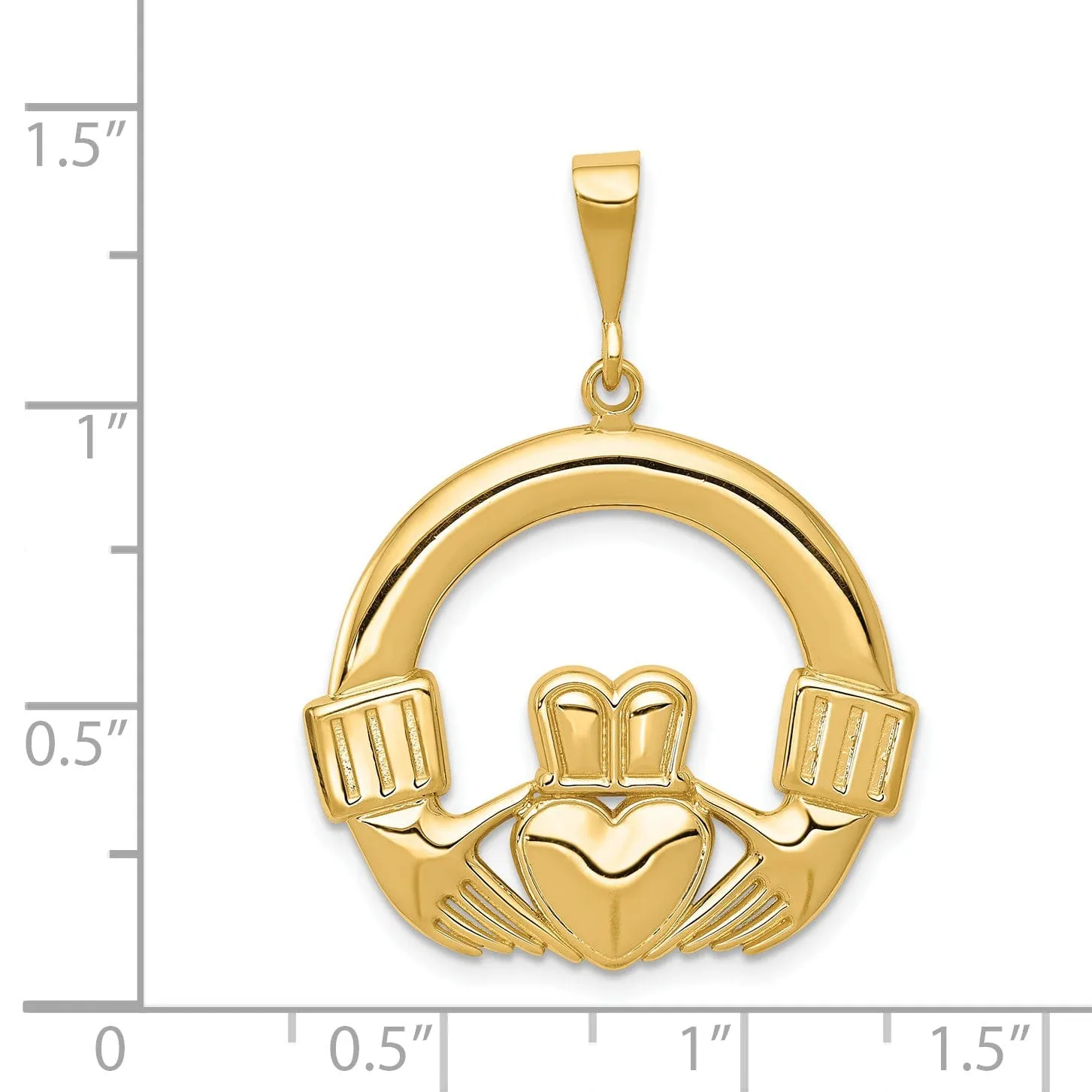 14k Yellow Gold Claddagh Charm Pendant