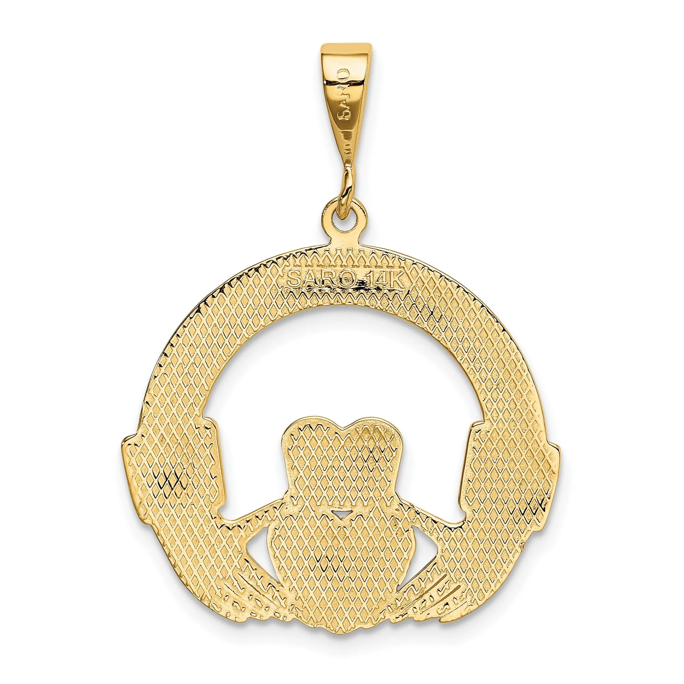 14k Yellow Gold Claddagh Charm Pendant