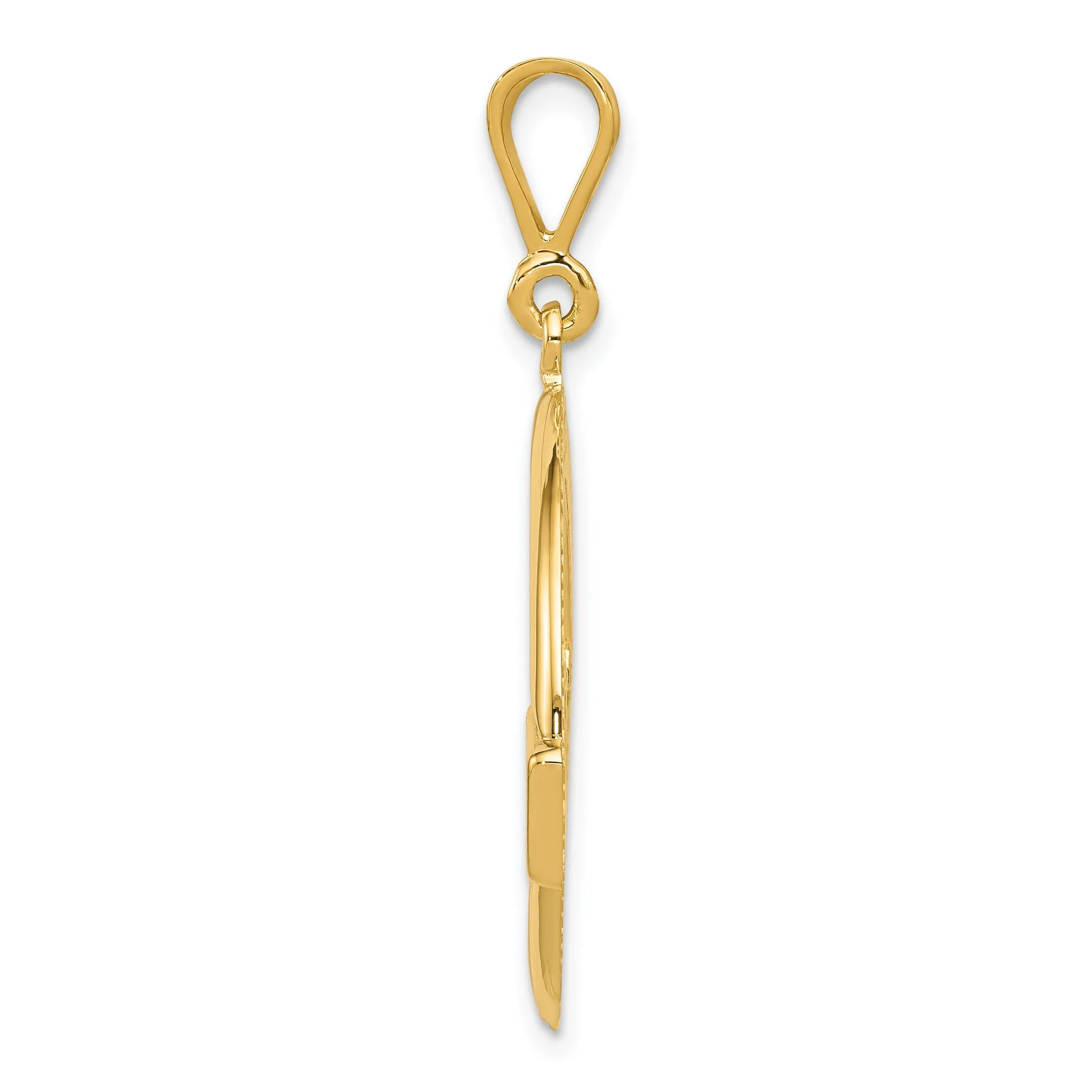 14k Yellow Gold Claddagh Charm Pendant