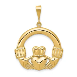 14k Yellow Gold Claddagh Charm Pendant