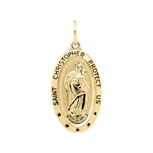 14K Yellow Gold Filled Oval St. Christopher Necklace