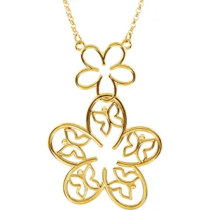 14k Yellow Gold Flower & Butterfly 18" Necklace