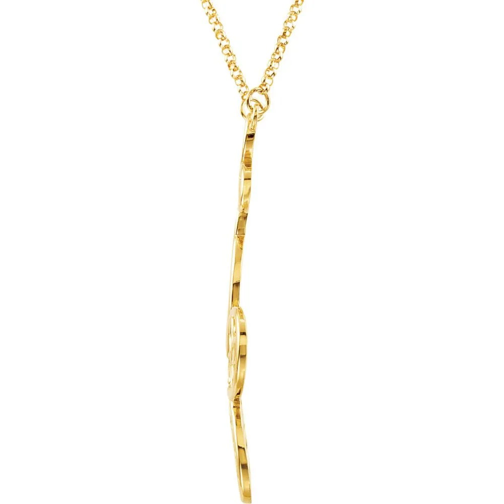 14k Yellow Gold Flower & Butterfly 18" Necklace