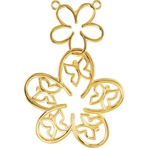 14k Yellow Gold Flower & Butterfly Necklace Center