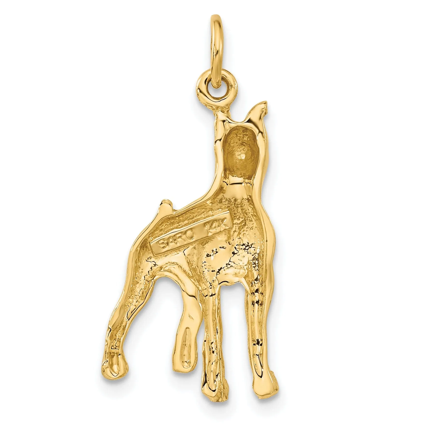 14k Yellow Gold Open Back Diamond Cut Satin Finish Boxer Dog Charm Pendant