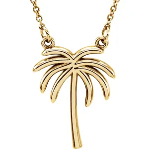 14k Yellow Gold Palm Tree 16" Necklace