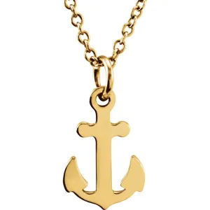 14k Yellow Gold Tiny Posh Petite Anchor 16-18" Necklace