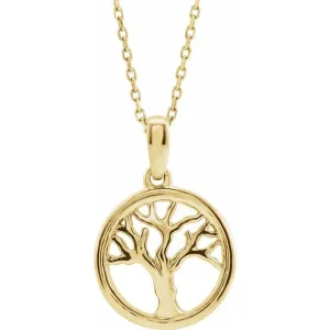 14K Yellow Gold Tree of Life 16-18" Necklace