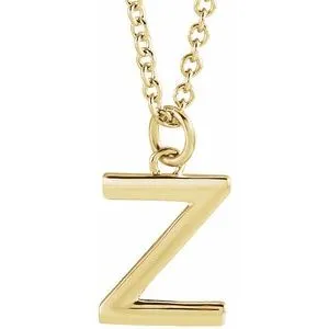 14K Yellow Initial Z Dangle 18" Necklace