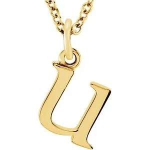 14K Yellow Lowercase Initial u 16" Necklace