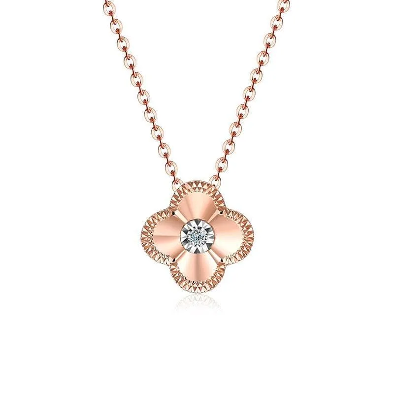 14KG 0.03Ct Flower Pendant