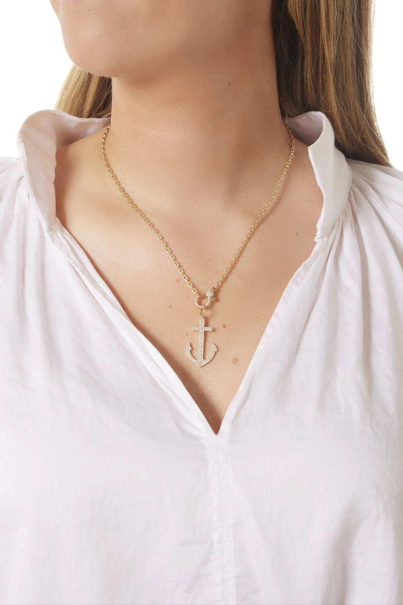 14KY Diamond Anchor Charm