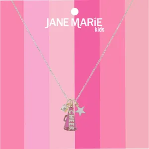 14" Gold Cable Chain Necklace with Pink Megaphone & White Star