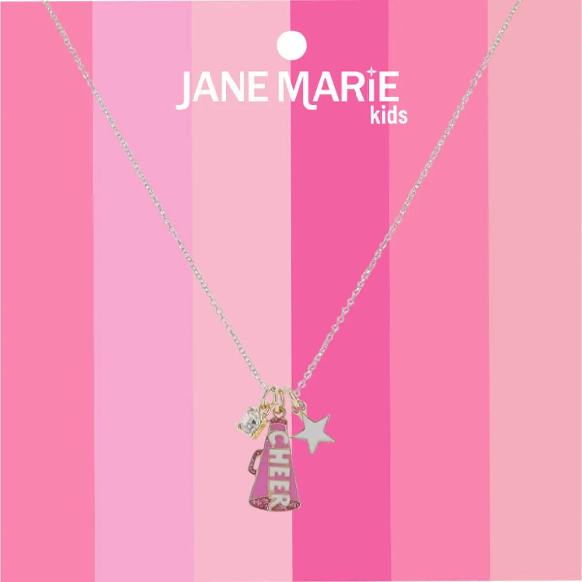 14" Gold Cable Chain Necklace with Pink Megaphone & White Star