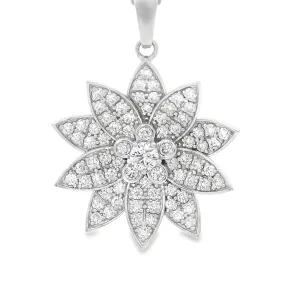 1.66ct 18k White Gold Diamond Flower Pendant