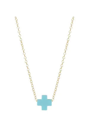 16" Necklace Gold - Signature Cross Turquoise