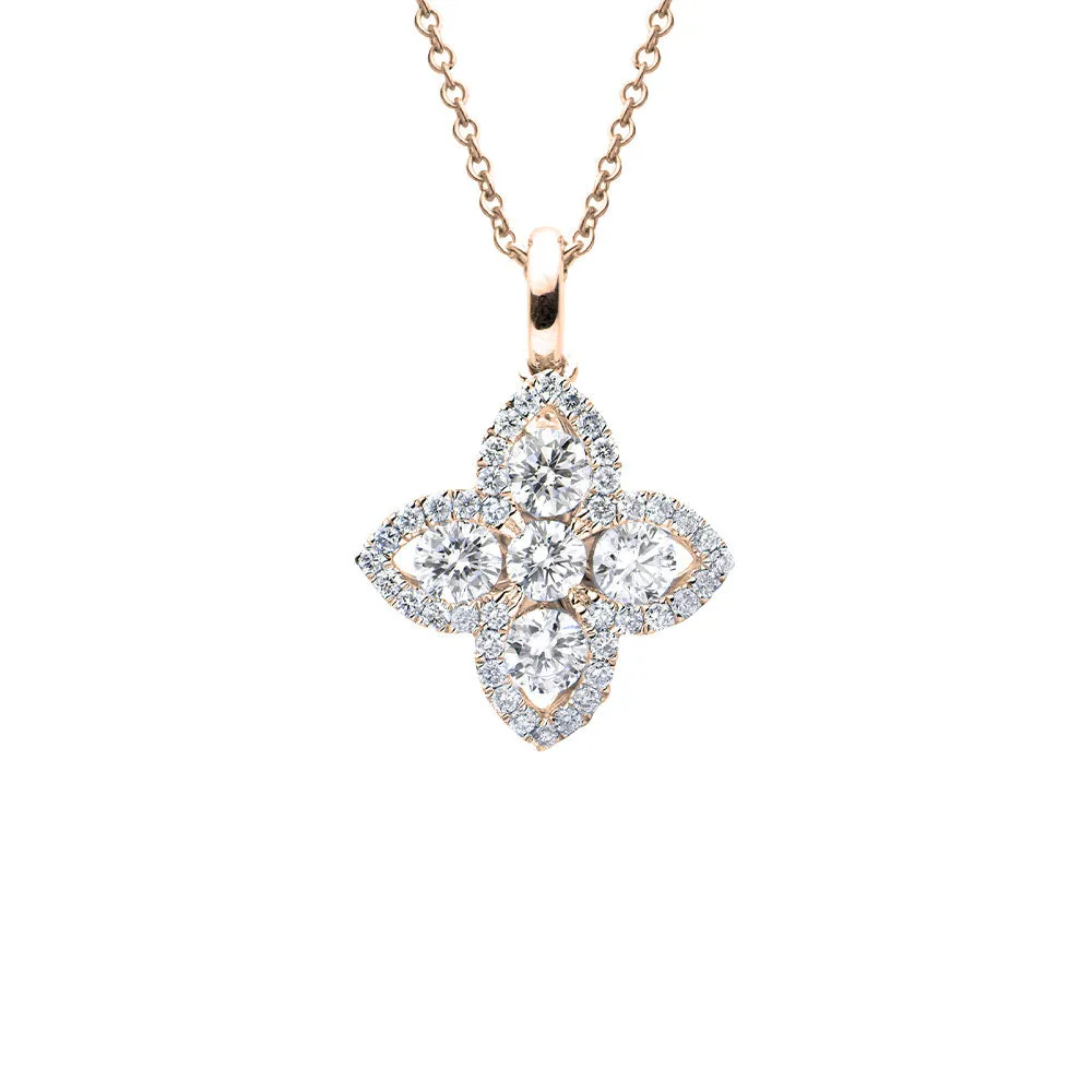 18 Karat Yellow Gold Diamond Flower pendant