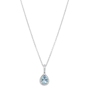 18ct White Gold Aquamarine & Diamond Mini Sierra Pendant