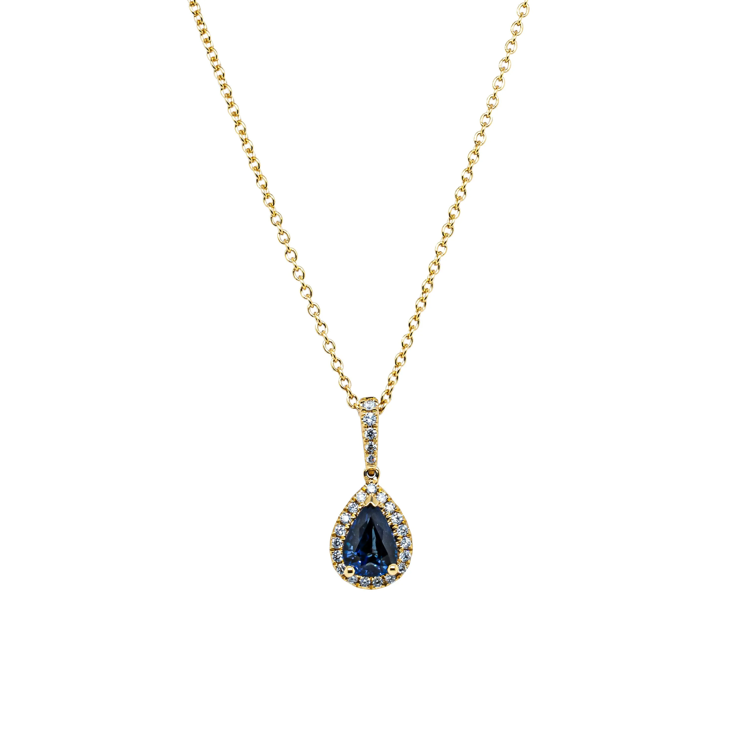 18ct Yellow Gold 1.01ct Sapphire & Diamond Mini Sierra Pendant