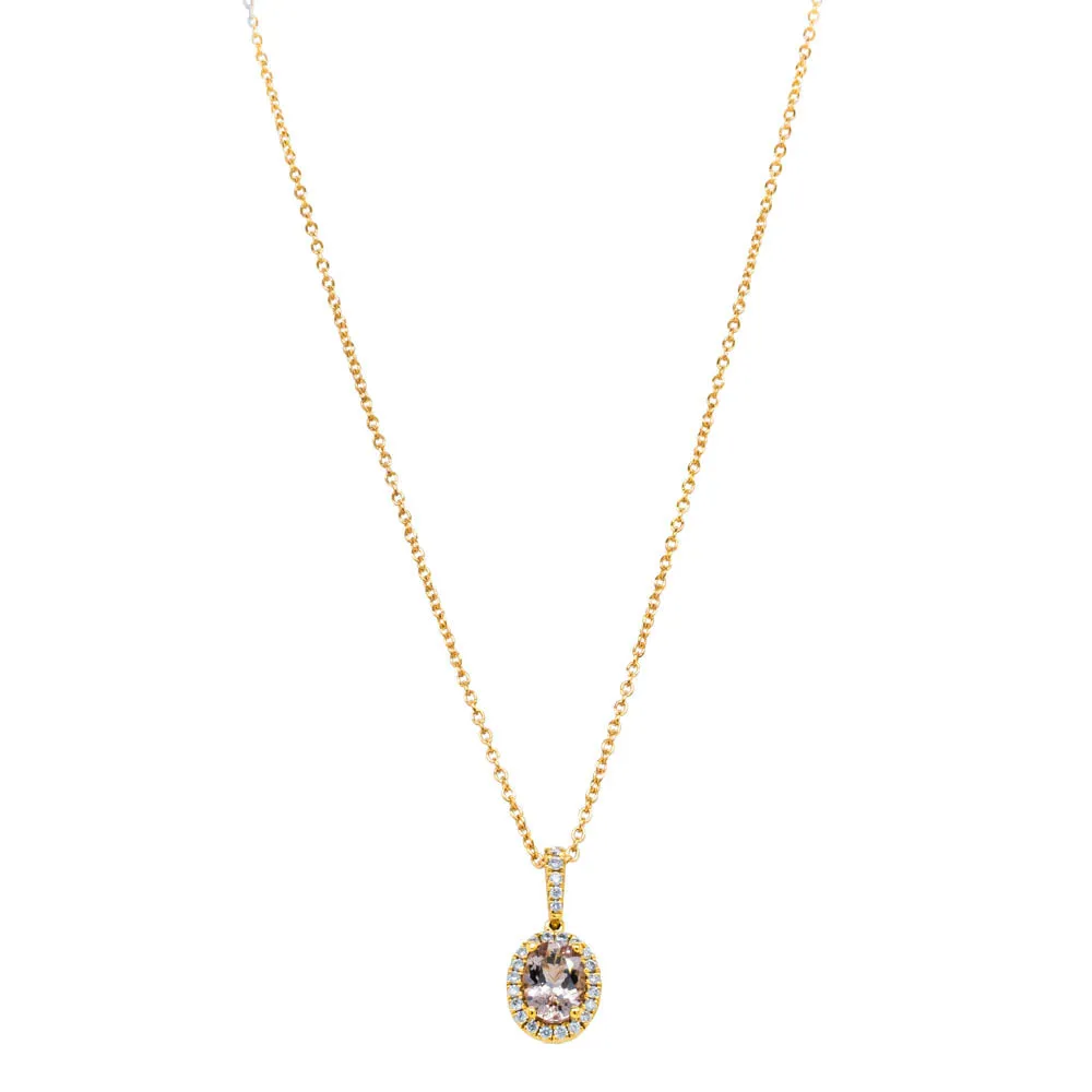 18ct Yellow Gold Morganite & Diamond Mini Sierra Pendant