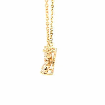18K Marquise Diamond Flower Pendant Necklace Yellow Gold