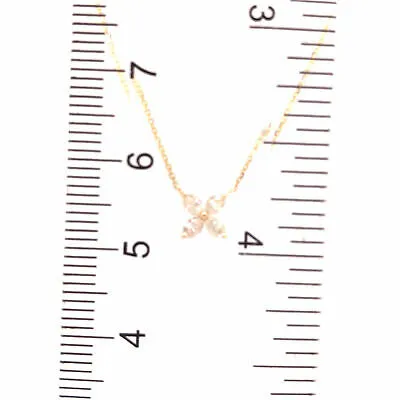 18K Marquise Diamond Flower Pendant Necklace Yellow Gold