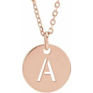 18K Rose Gold-Plated Sterling Silver Initial A 10 mm Disc 16-18" Necklace