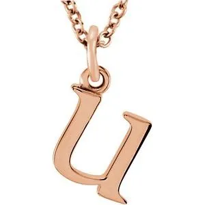 18K Rose Gold-Plated Sterling Silver Lowercase Initial u 16" Necklace