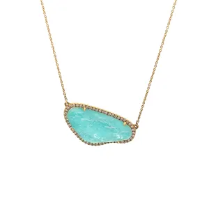 18k Yellow Gold Diamond & Clear Quartz/Amazonite Pendant