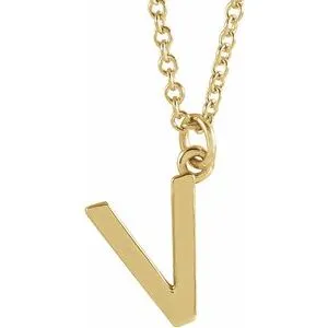 18K Yellow Gold-Plated Sterling Silver Initial V  Dangle 16" Necklace