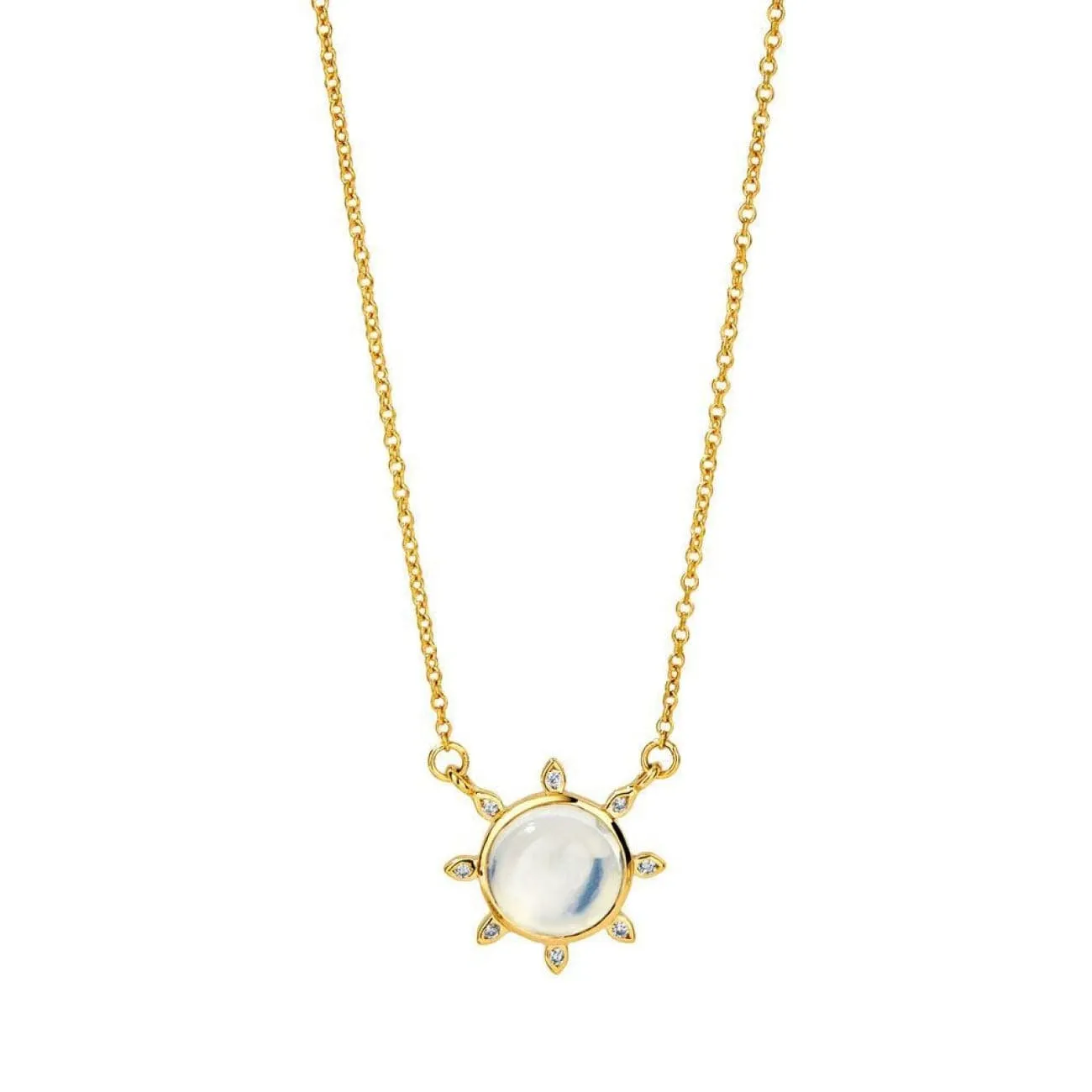 18KT Yellow Gold Moon Quartz and Champagne Diamond Mogul Collection Sun Necklace