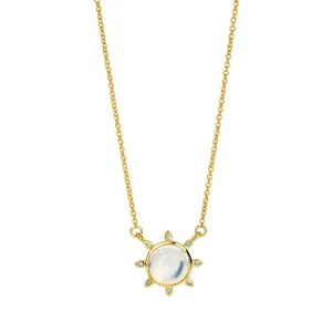 18KT Yellow Gold Moon Quartz and Champagne Diamond Mogul Collection Sun Necklace