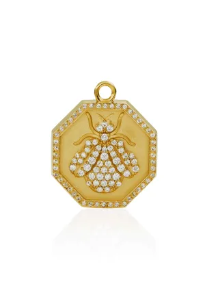 18KY Octagonal Pave Bee Charm